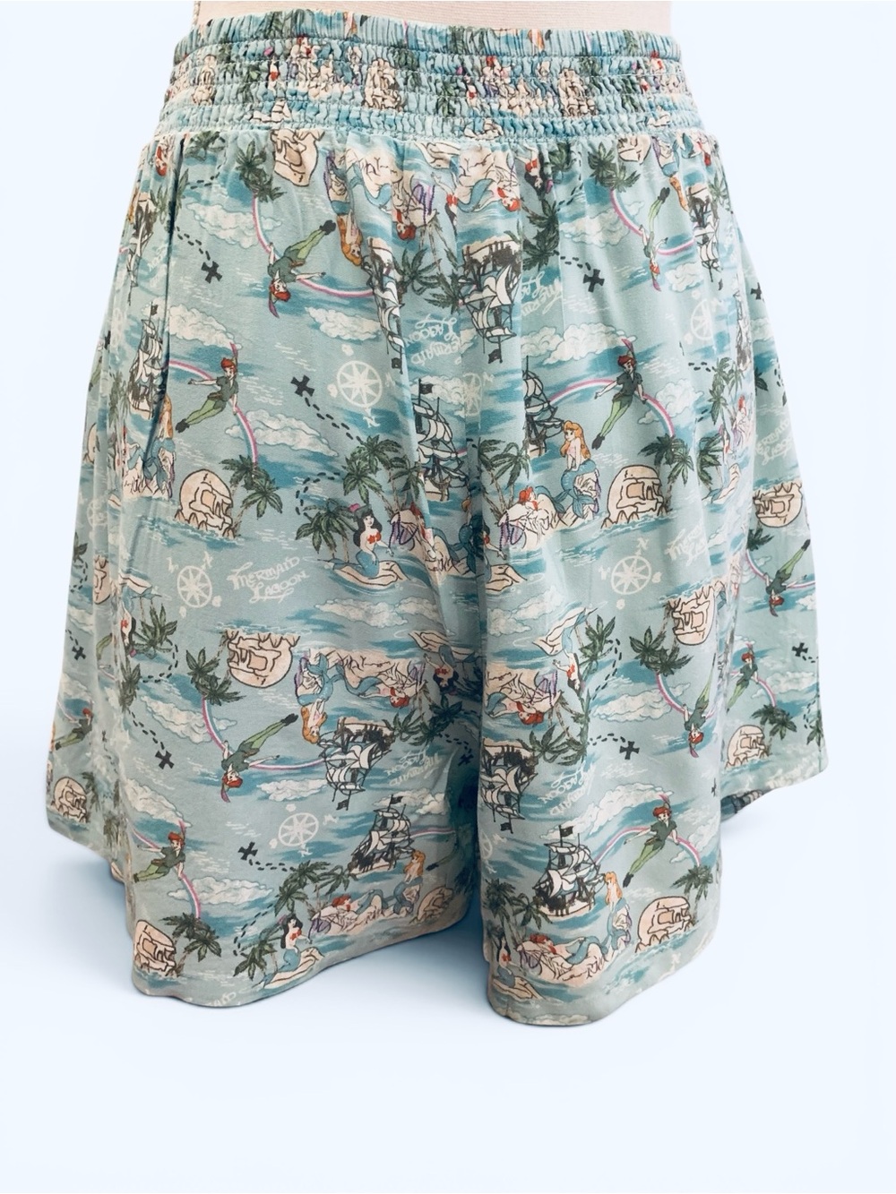 Disney, Mermaid Lagoon Peter Pan High Waisted Shorts with Pockets. Medium - Picture 6 of 7